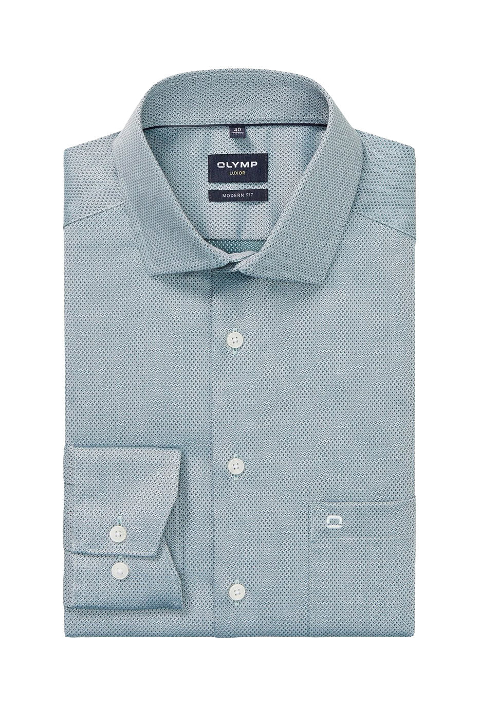 Olymp Luxor Modern Fit Self Pattern Long Sleeve Shirt - Green