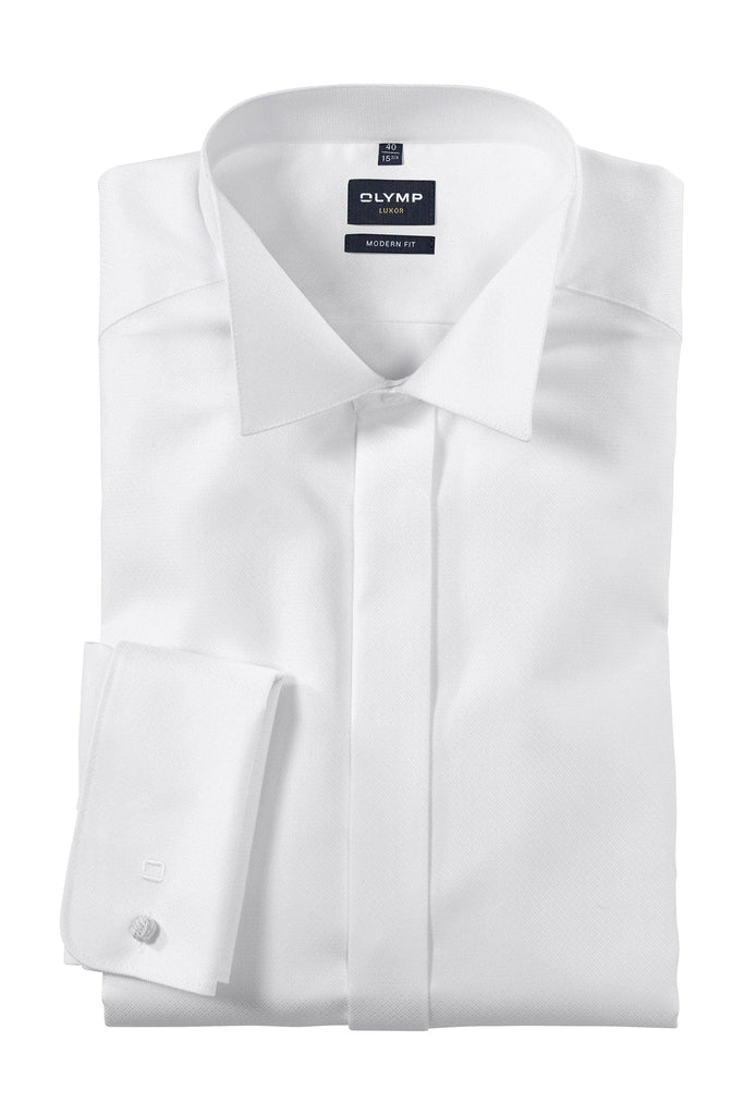 Olymp Luxor Modern Fit Self Pattern Wing Dress Shirt - White