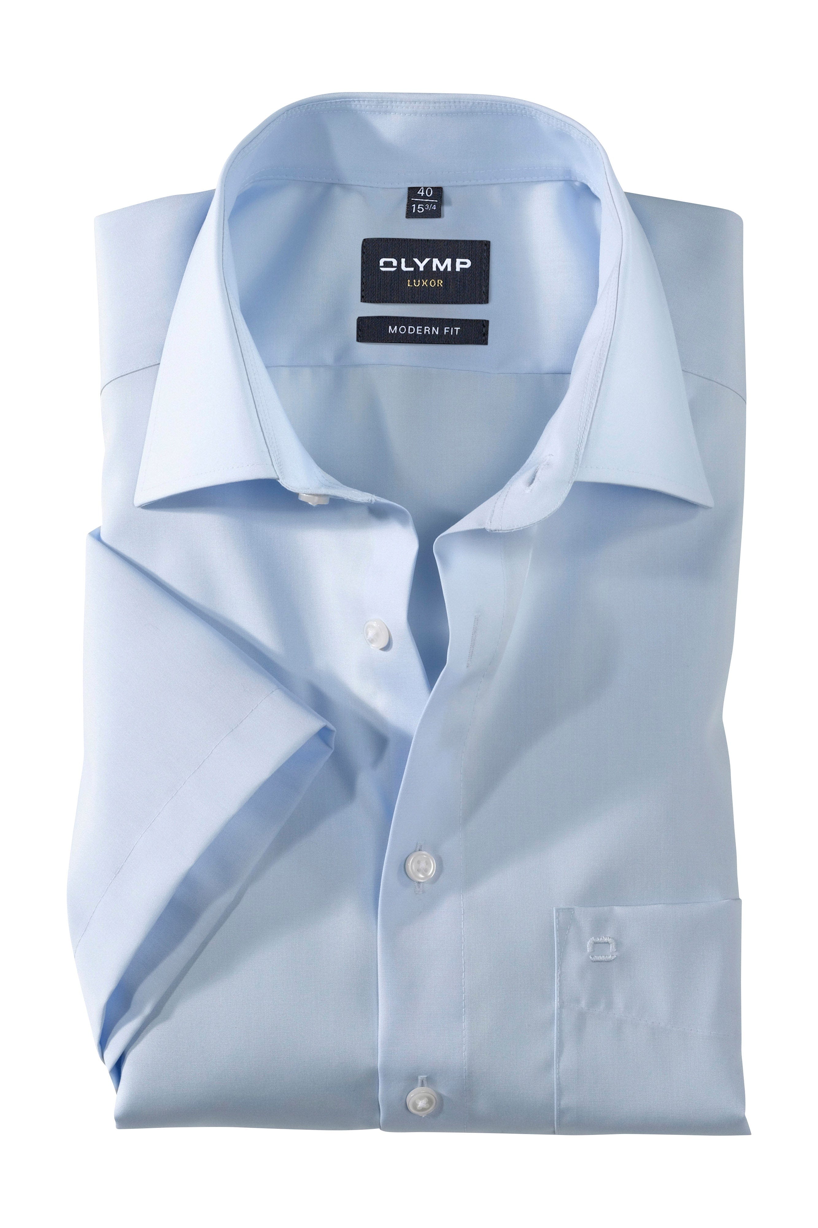 Olymp Luxor Modern Fit Short Sleeve Shirt - Blue