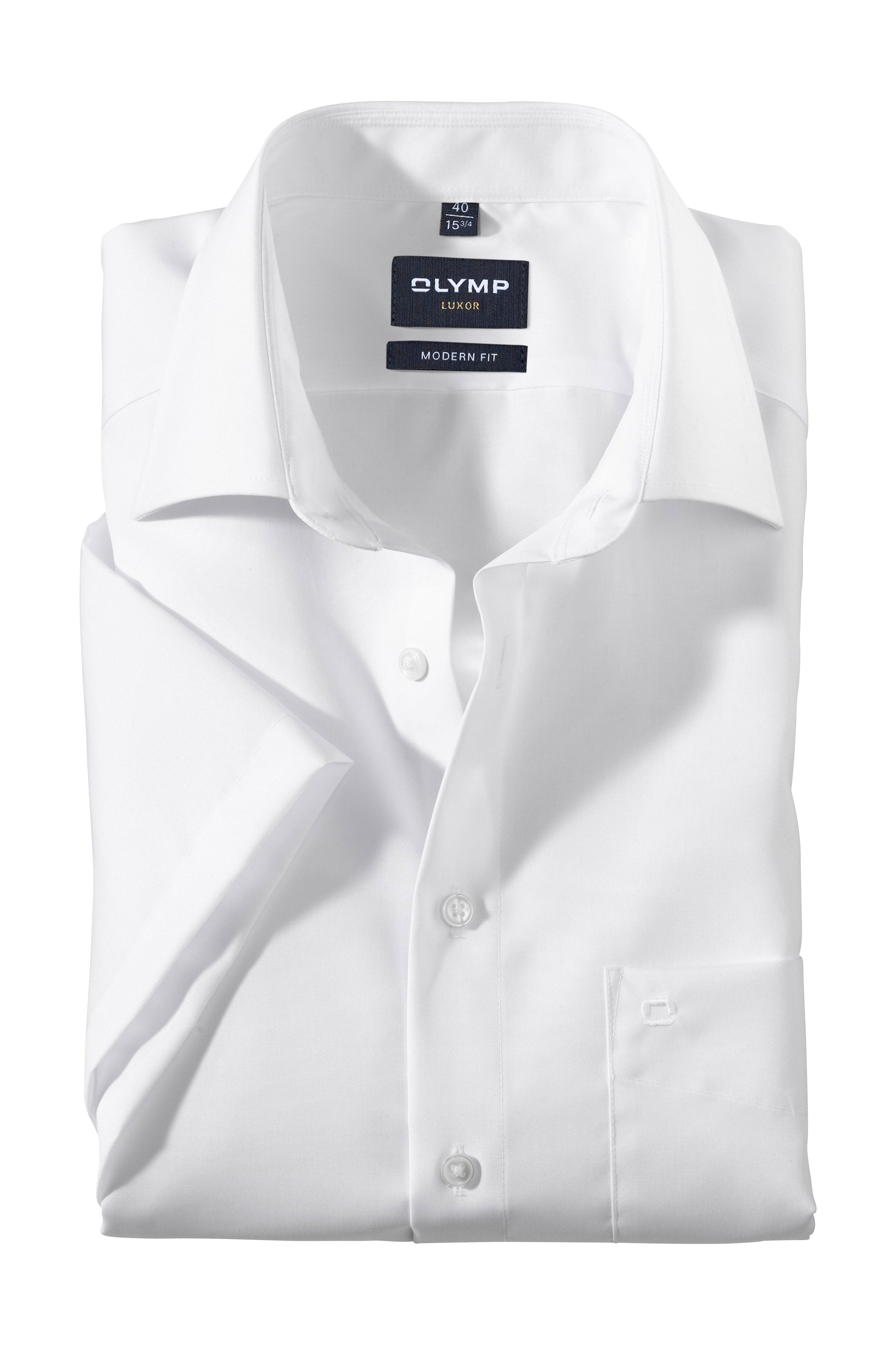 Olymp Luxor Modern Fit Short Sleeve Shirt - White