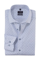Olymp Luxor Modern Fit Small Print Shirt - White/Blue