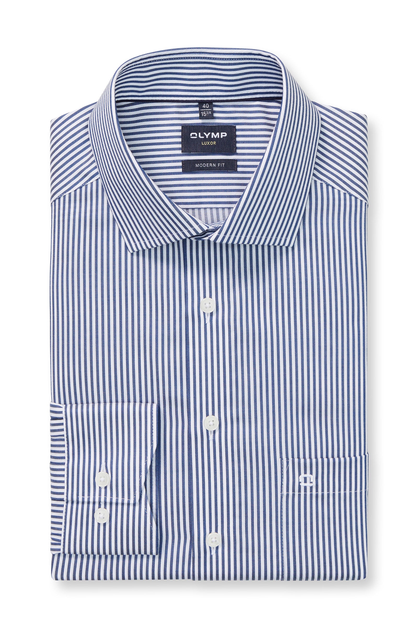 Olymp Luxor Modern Fit Stripe Shirt - Dark Blue