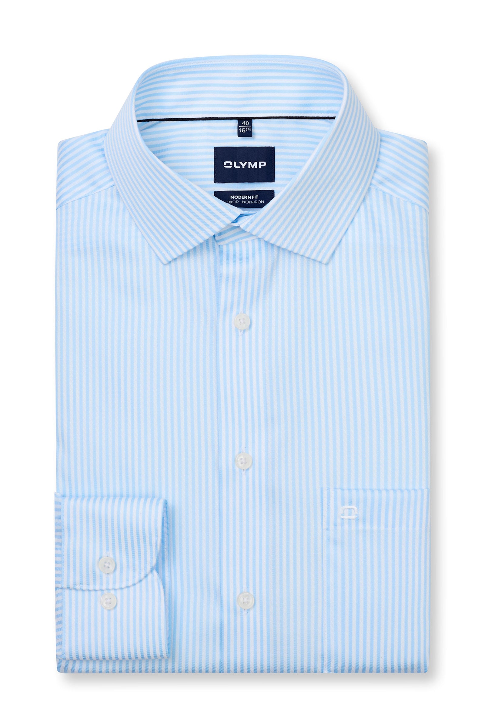 Olymp Luxor Modern Fit Stripe Shirt - Light Blue