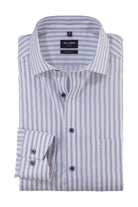 Olymp Luxor Modern Fit Stripe Shirt - White/Marine