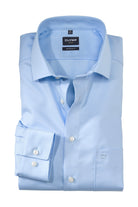 Olymp Luxor Modern Fit Thick Twill Plain Shirt - Light Blue