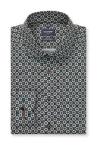 Olymp Luxor Modern Fit Tile Print Long Sleeve Shirt - Dark Green