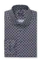 Olymp Luxor Modern Fit Tile Print Long Sleeve Shirt - Marine