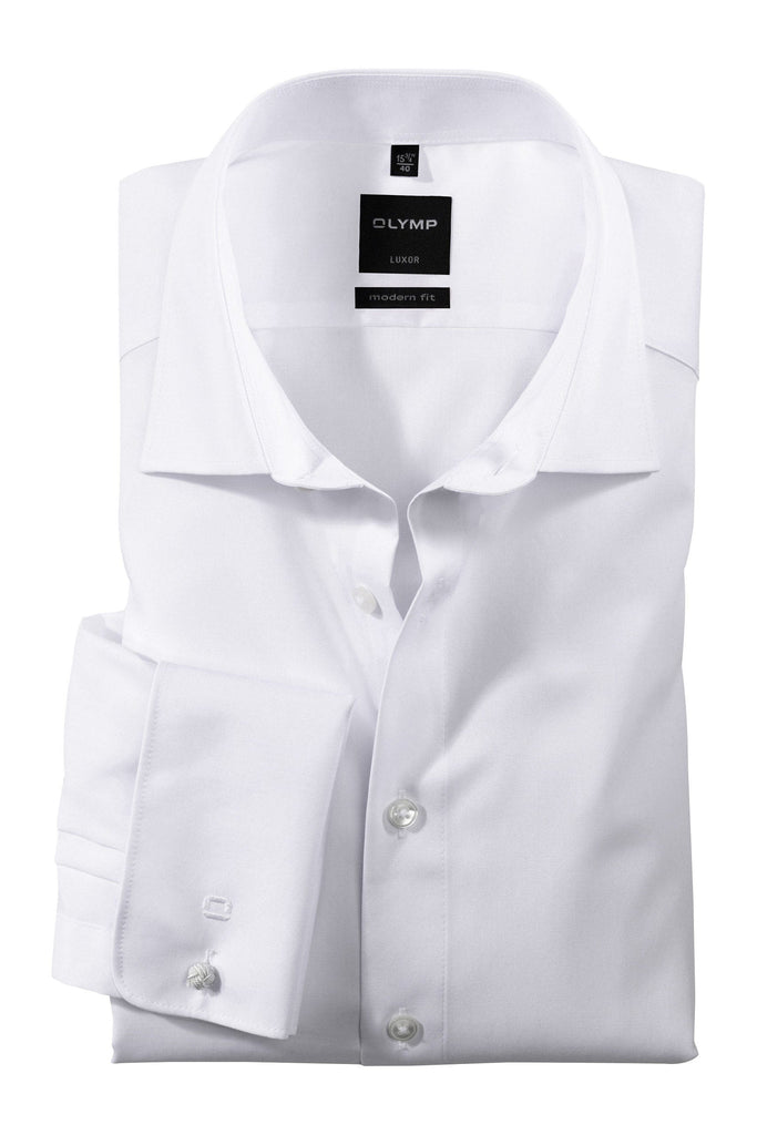 Olymp Luxor Modern Fit White Double Cuff Shirt