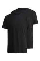 Olymp Modern Fit Crew Neck 2 Pack T-Shirt - Black
