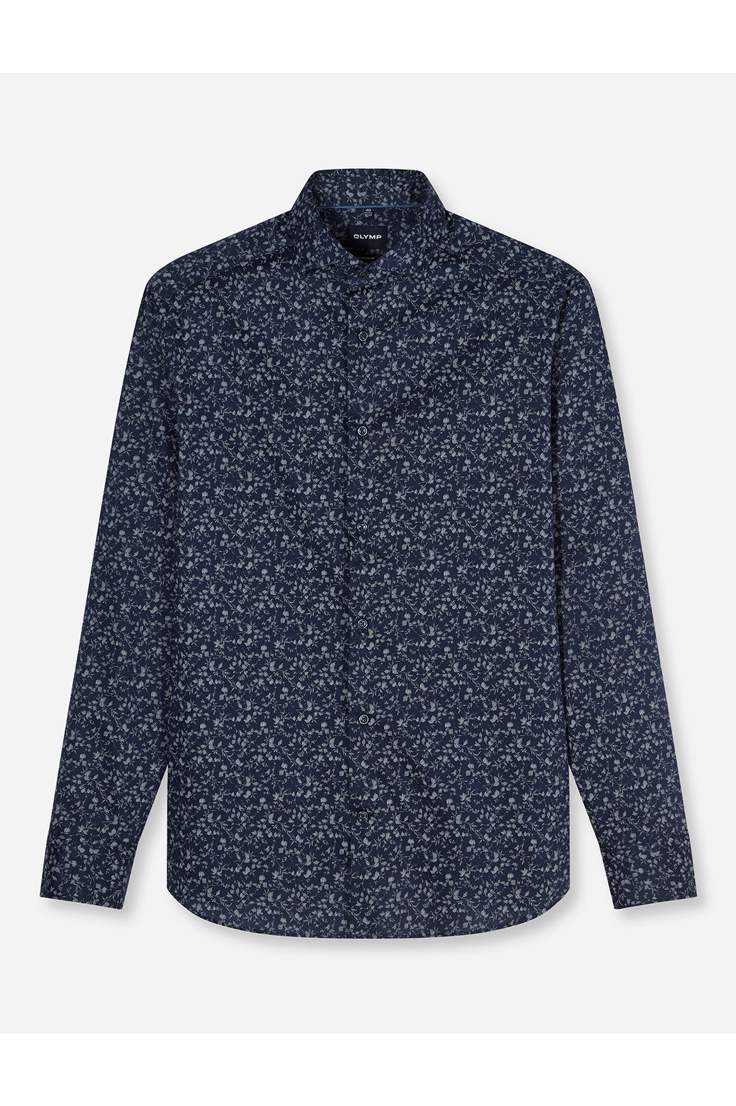 Olymp Modern Fit Smart Business Floral Print Shirt - Navy