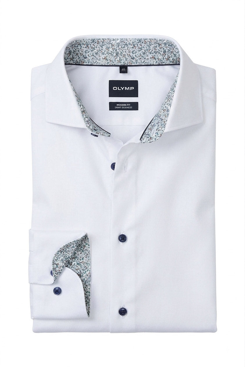 Olymp Modern Fit Smart Business Soft Plain Shirt - White