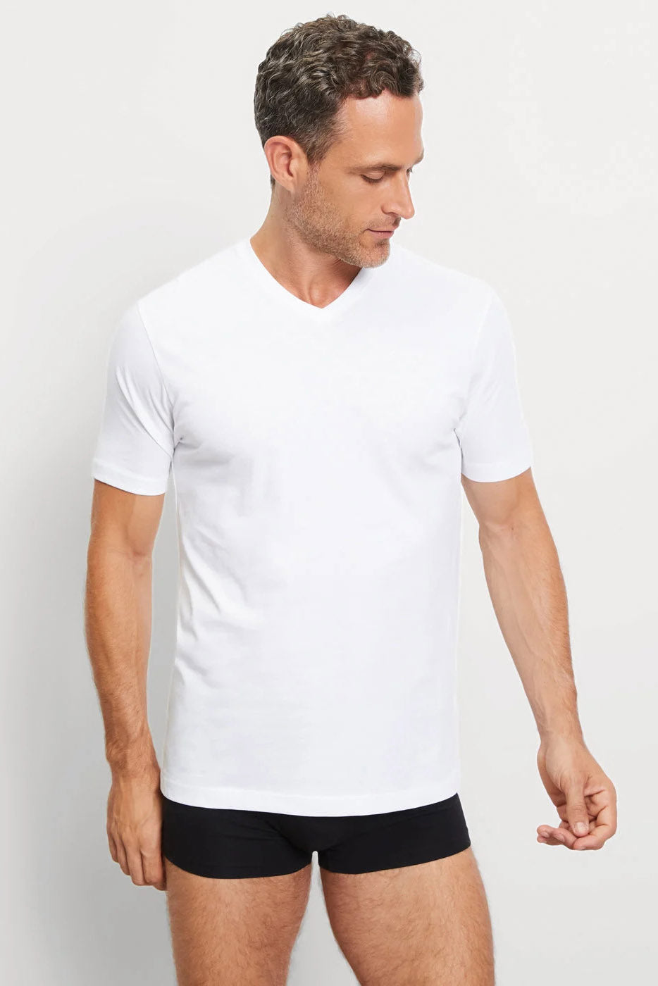 Olymp Modern Fit V-Neck 2 Pack T-Shirt - White