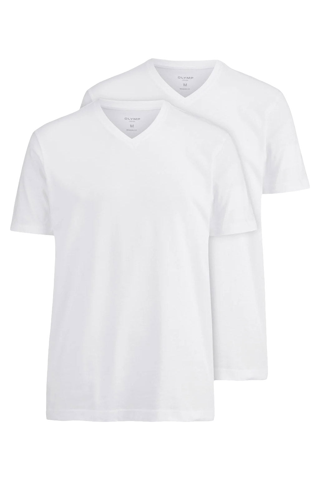 Olymp Modern Fit V-Neck 2 Pack T-Shirt - White