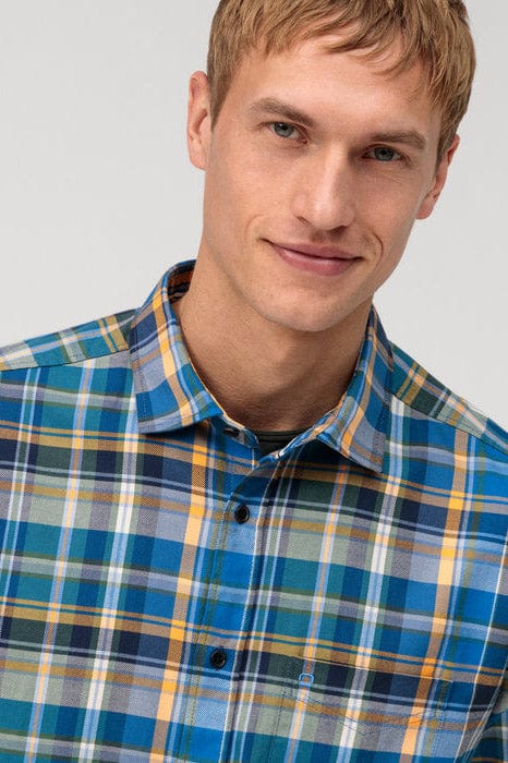 Olymp Olymp Casual Brushed Cotton Shirt - Blue Multi