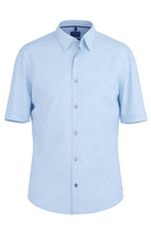 Olymp Regular Fit Pure Linen Short Sleeve Shirt - Light Blue