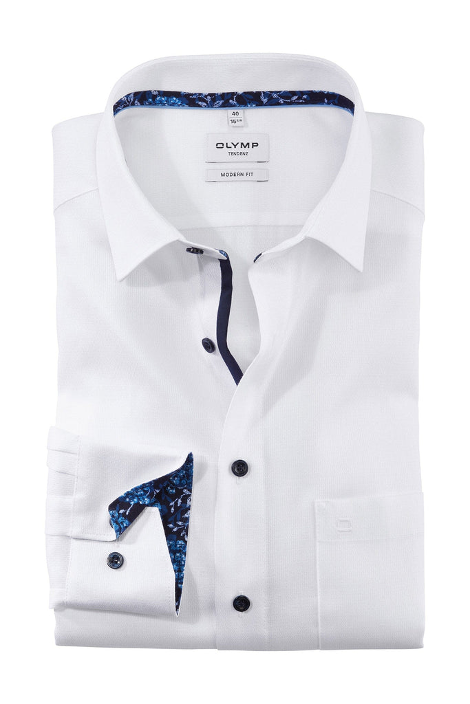 Olymp Tendenz Modern Fit Long Sleeve Shirt - White