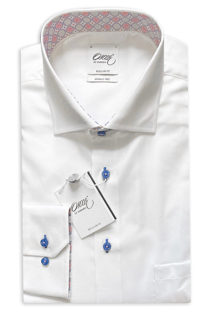 Oscar Cotton Twill Wrinkle Free Shirt - White