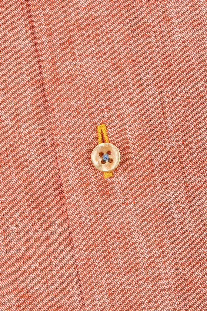 Oscar Plain Linen Blend Regular Fit Shirt - Orange