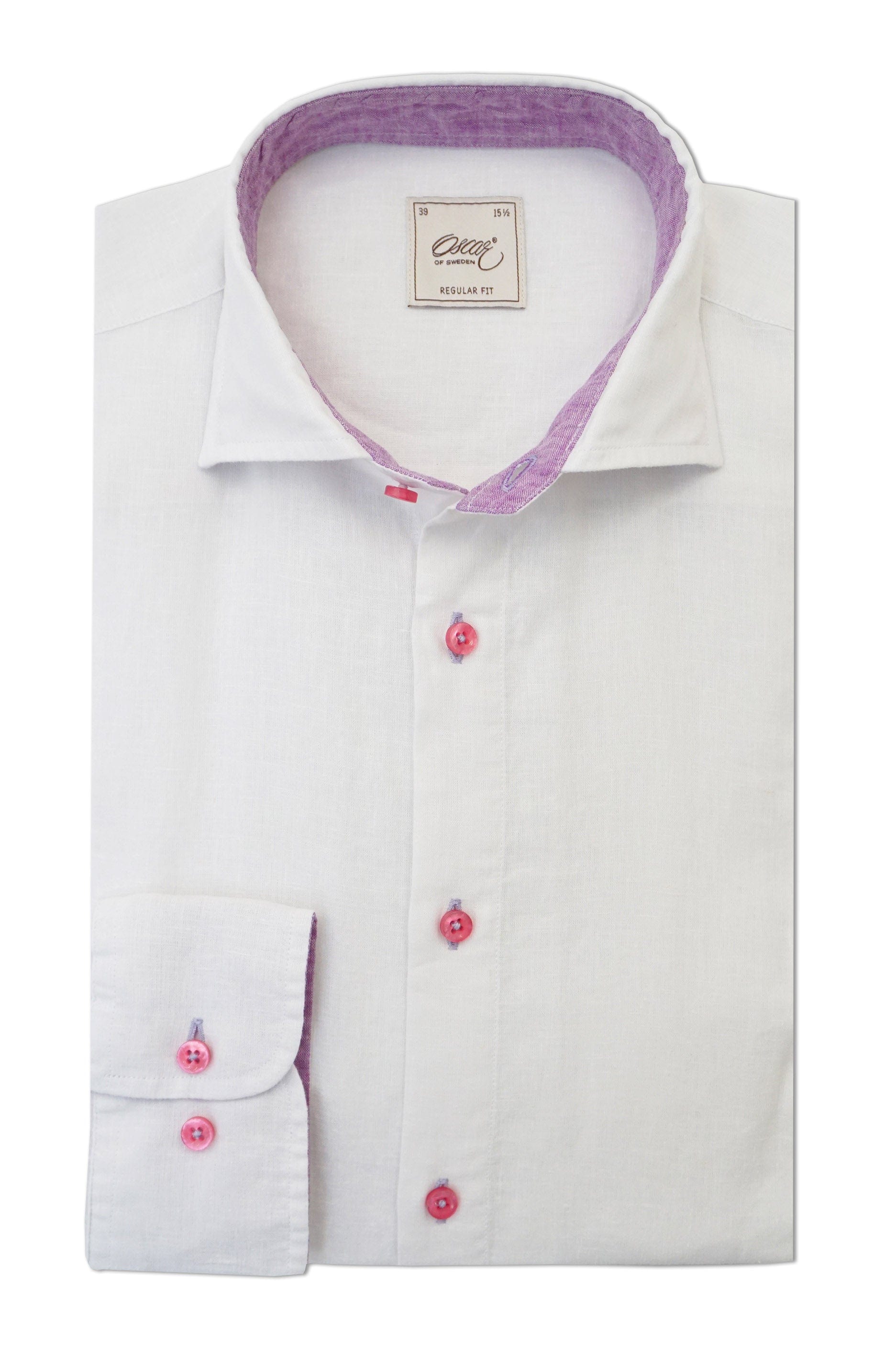 Oscar Plain Linen Blend Regular Fit Shirt - White