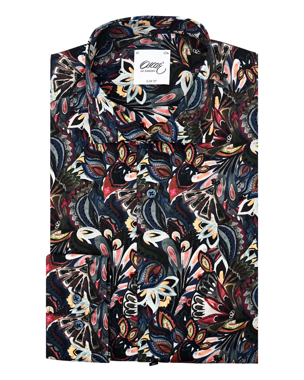Oscar Pure Cotton Abstract Print Shirt - Dark Blue