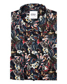 Oscar Pure Cotton Abstract Print Shirt - Dark Blue