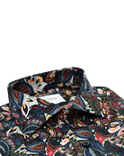 Oscar Pure Cotton Abstract Print Shirt - Dark Blue