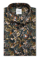 Oscar Pure Cotton Abstract Print Shirt - Dark Brown