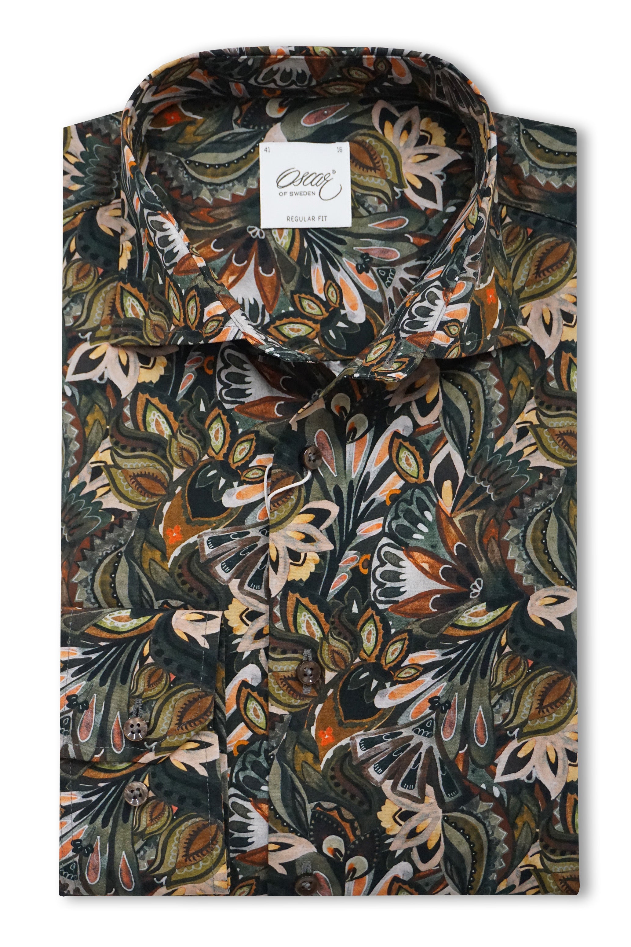 Oscar Pure Cotton Abstract Print Shirt - Dark Brown