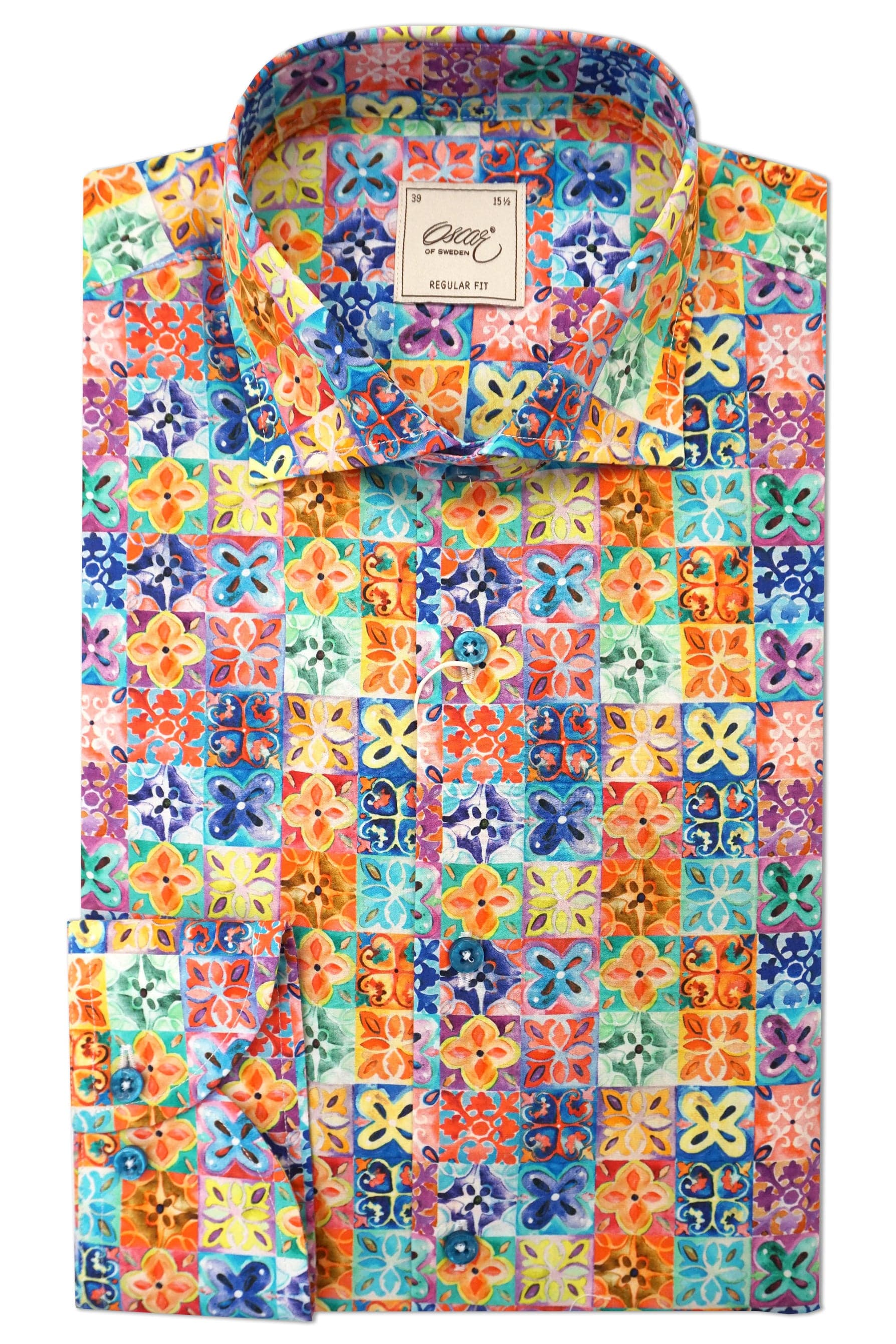 Oscar Pure Cotton Bright Tile Print Shirt - Multi