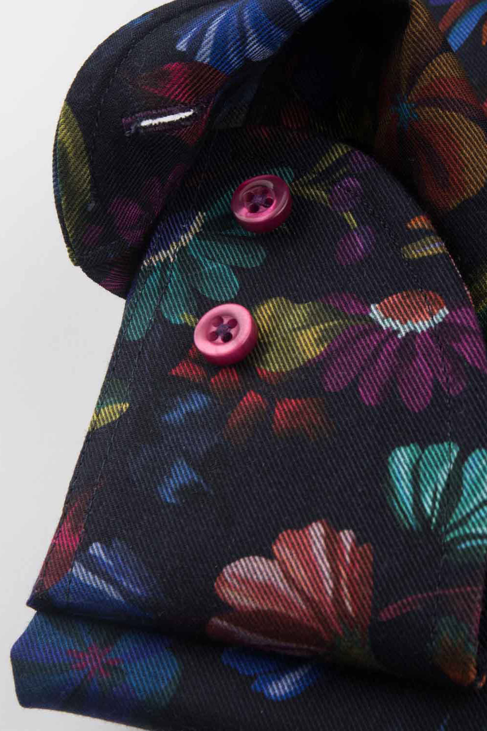 Oscar Pure Cotton Dark Floral Shirt with Trim - Indigo Blue