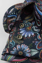 Oscar Pure Cotton Floral Print Shirt - Dark Indigo