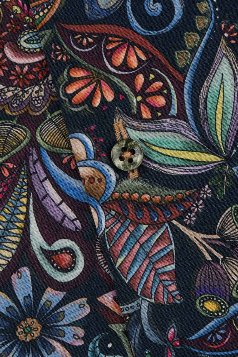 Oscar Pure Cotton Floral Print Shirt - Dark Indigo