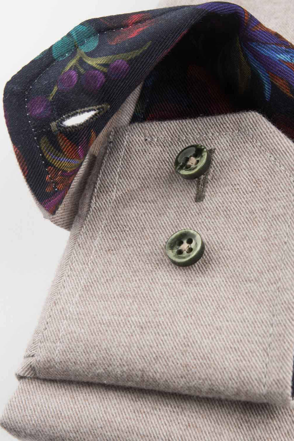 Oscar Pure Cotton Slub Shirt with Trim - Champagne