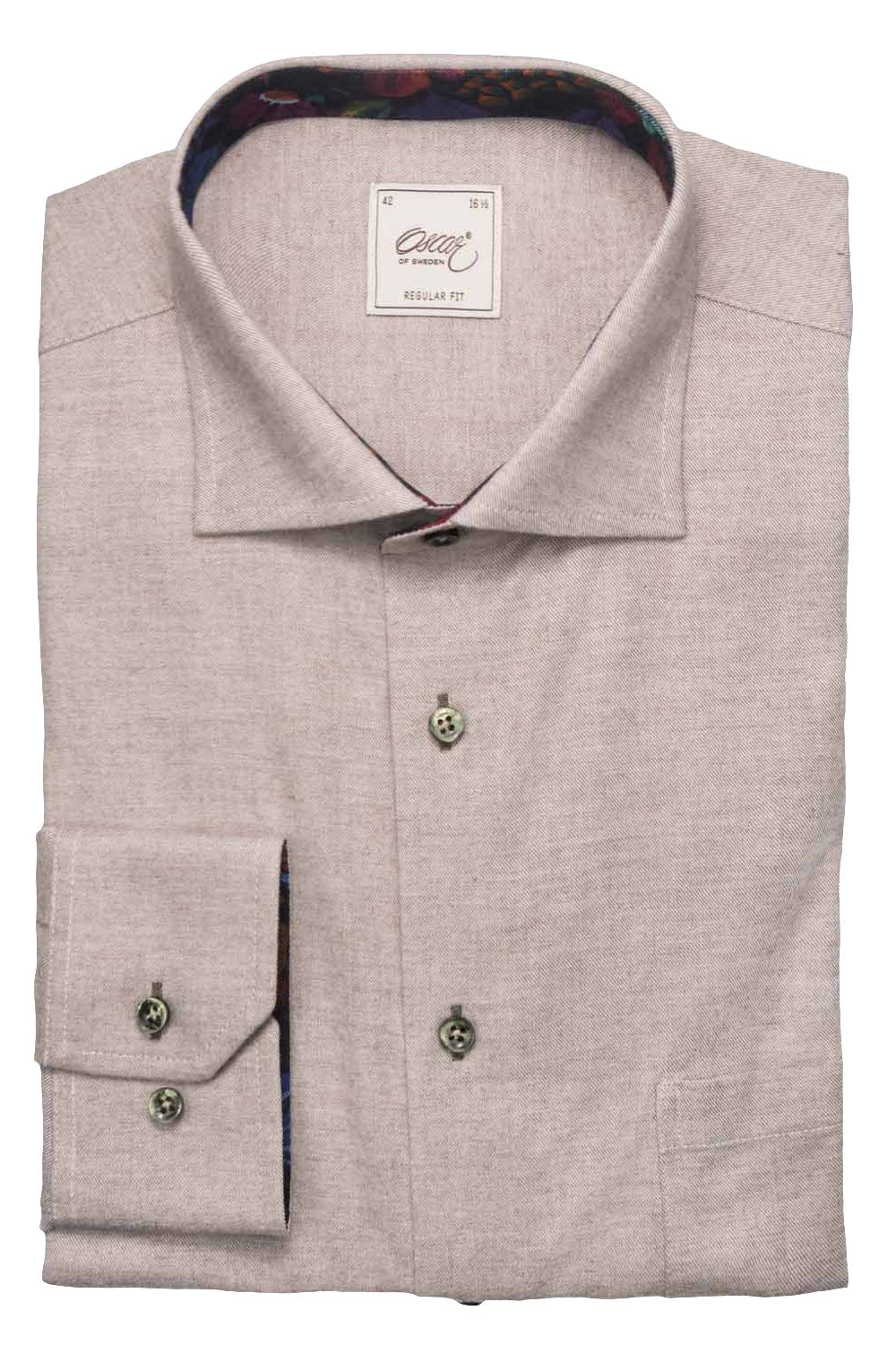 Oscar Pure Cotton Slub Shirt with Trim - Champagne