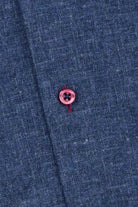 Oscar Pure Cotton Slub Shirt with Trim - Indigo Blue