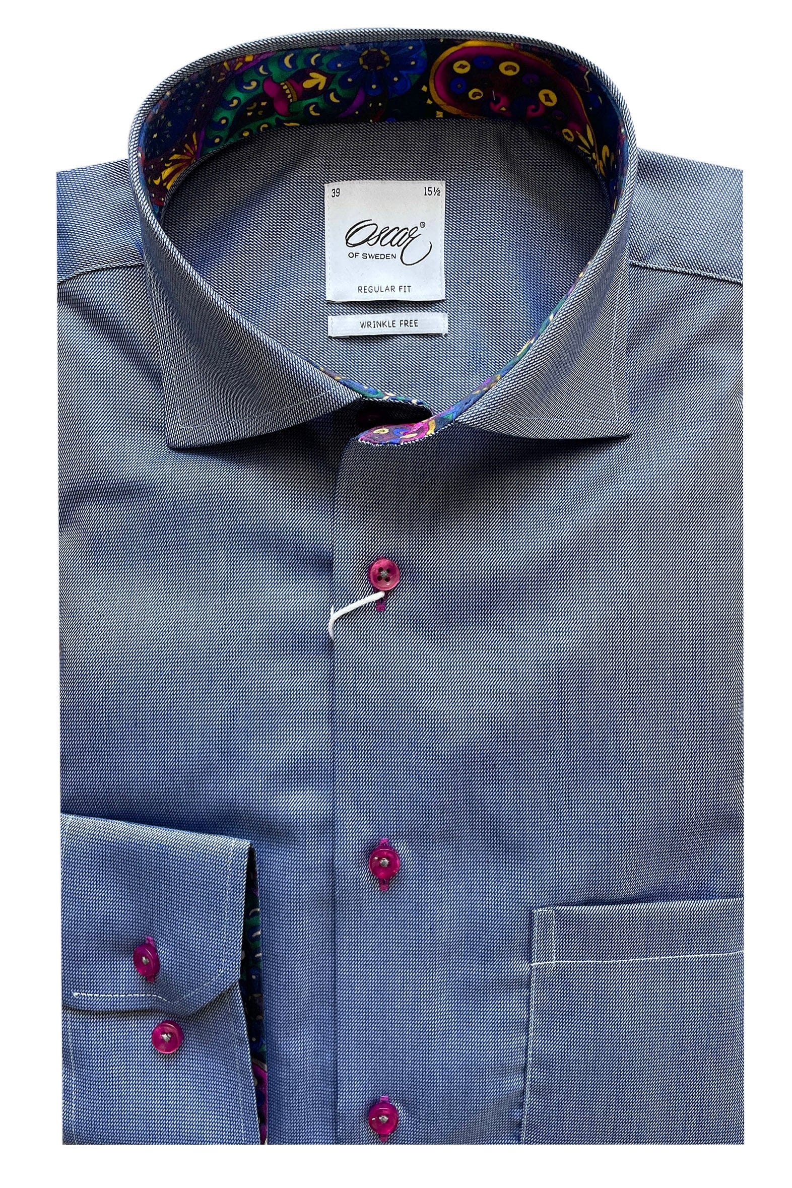 Oscar Pure Cotton Wrinkle Free Shirt - Mid Blue