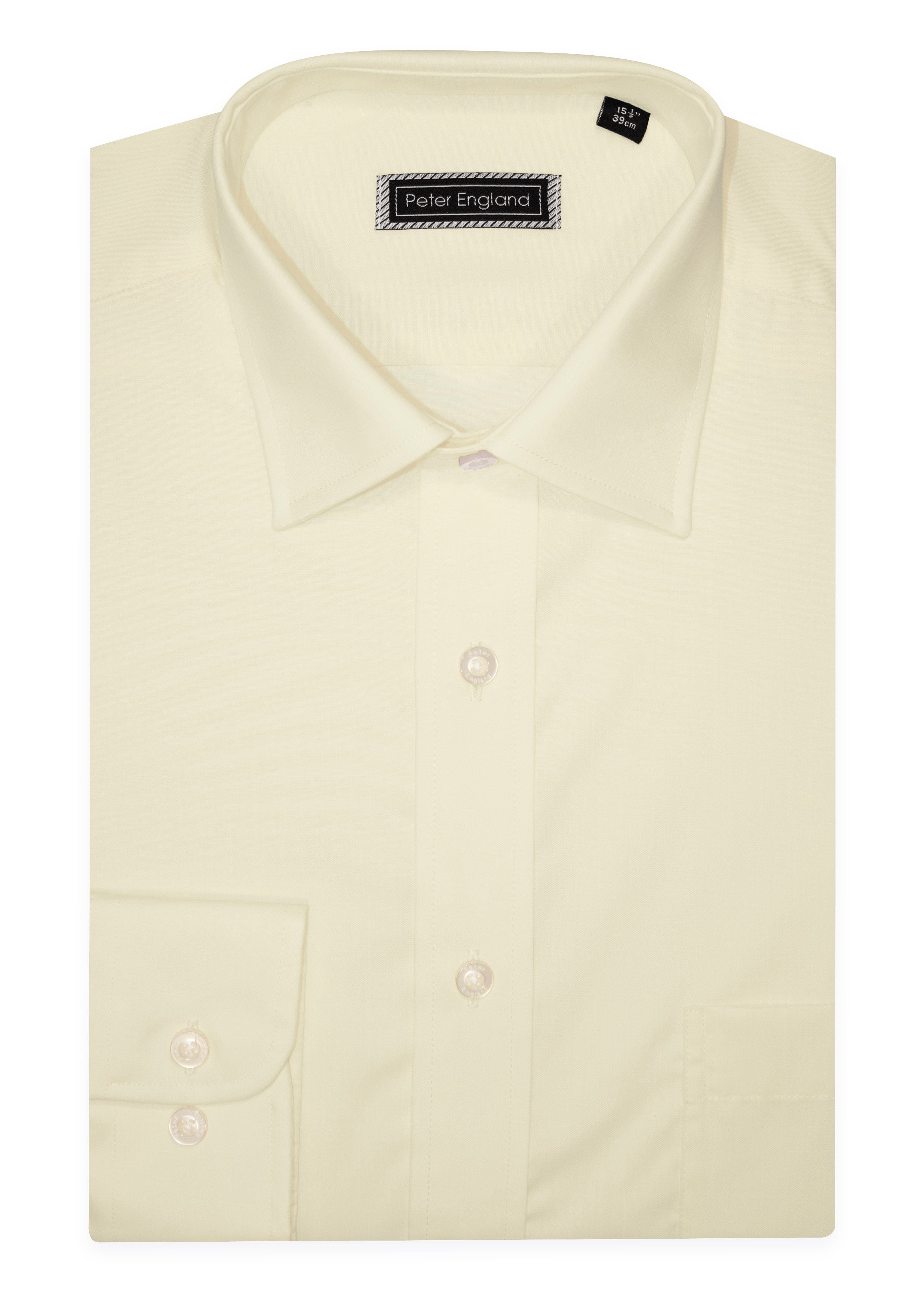 Peter England Non-Iron Plain Shirt - Ecru