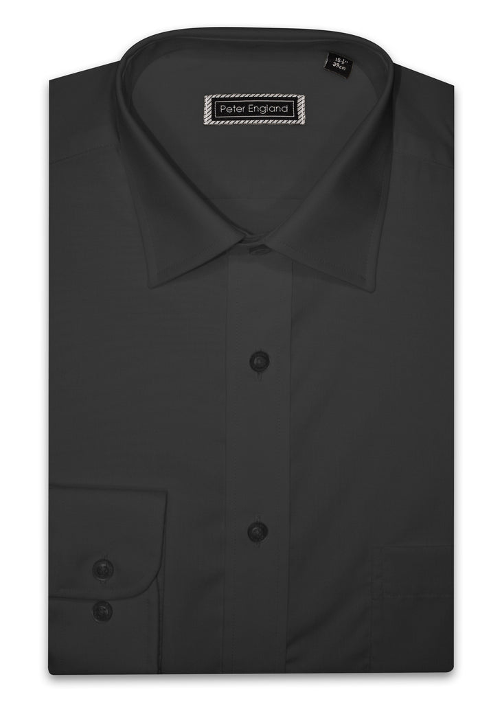 Peter England Non-Iron Plain Shirt - Large Sizes - Black