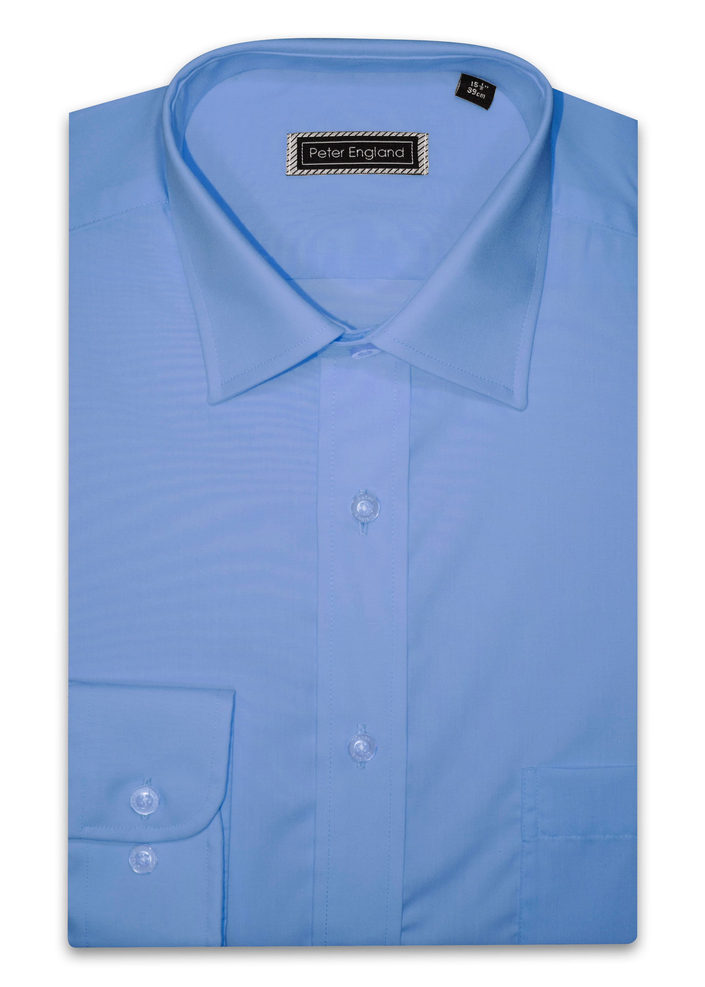 Peter England Non-Iron Plain Shirt - Large Sizes - French Blue