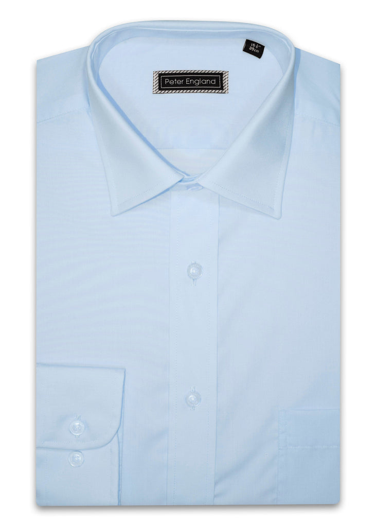Peter England Non-Iron Plain Shirt - Large Sizes - Light Blue