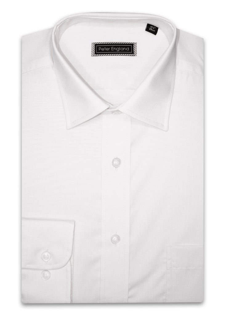 Peter England Non-Iron Plain Shirt (Long Fitting) - White