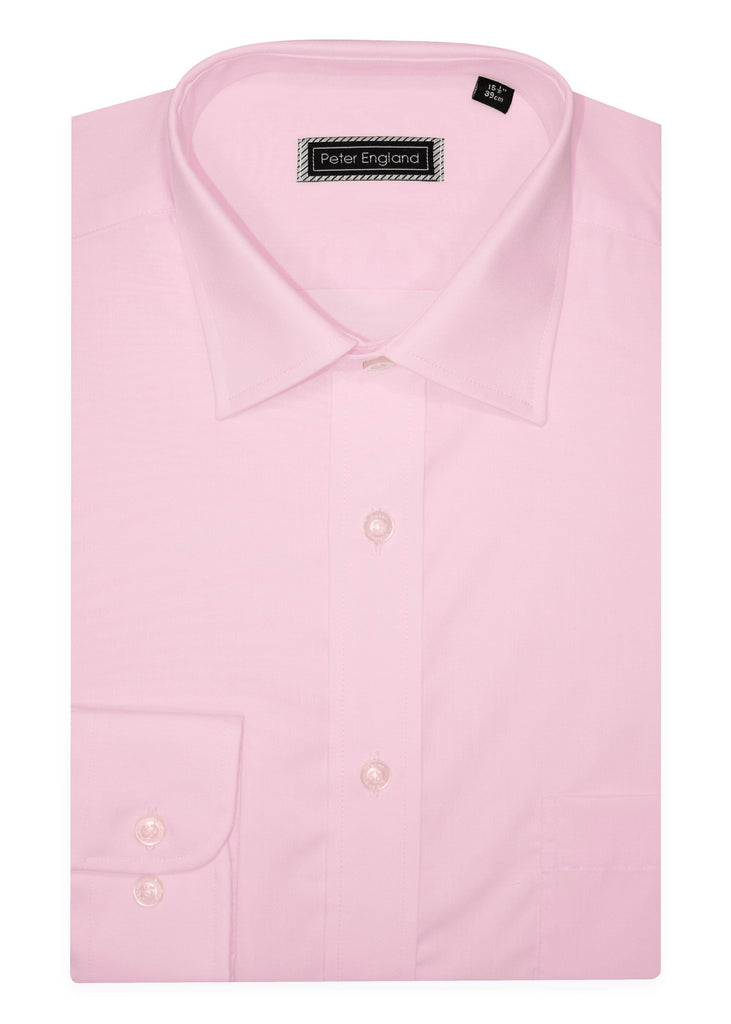 Peter England Non-Iron Plain Shirt - Salmon Pink