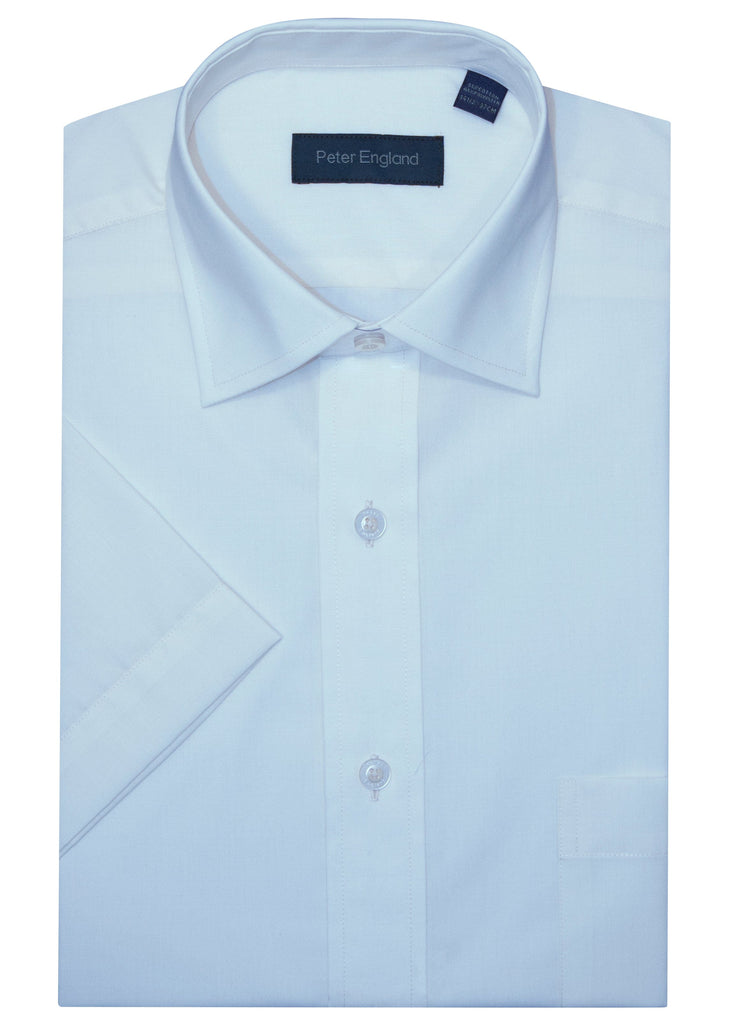 Peter England Non-Iron Plain Short Sleeve Shirt - Light Blue