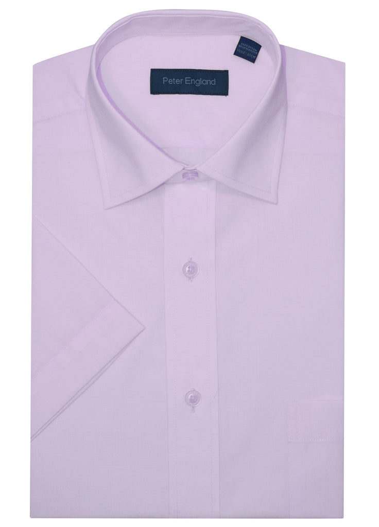 Peter England Non-Iron Short Sleeve Plain Shirt - Lavender