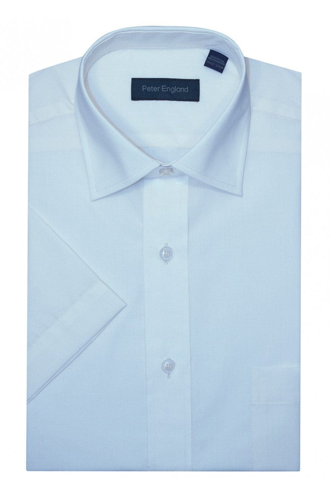 Peter England Non-Iron Short Sleeve Plain Shirt - Light Blue