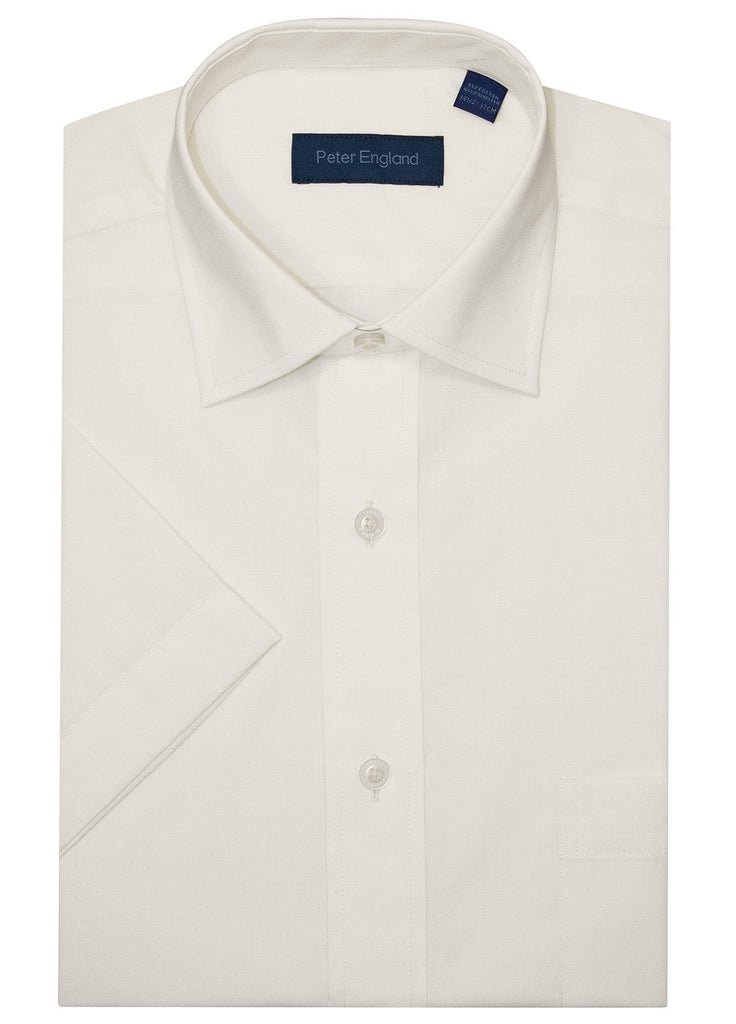 Peter England Non-Iron Short Sleeve Plain Shirt - White
