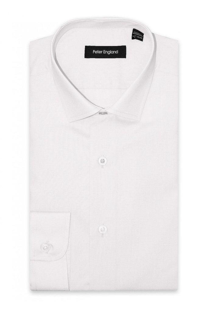 Peter England Non-Iron Tailored Fit Plain Shirt - White