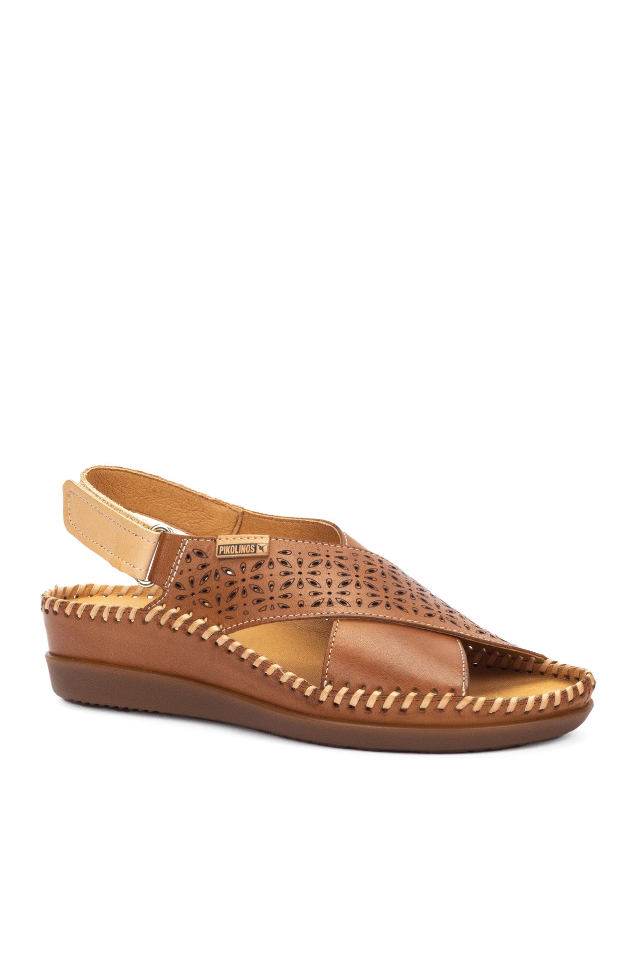 Pikolinos Cadaques Leather Peep-Toe Sandals - Brandy