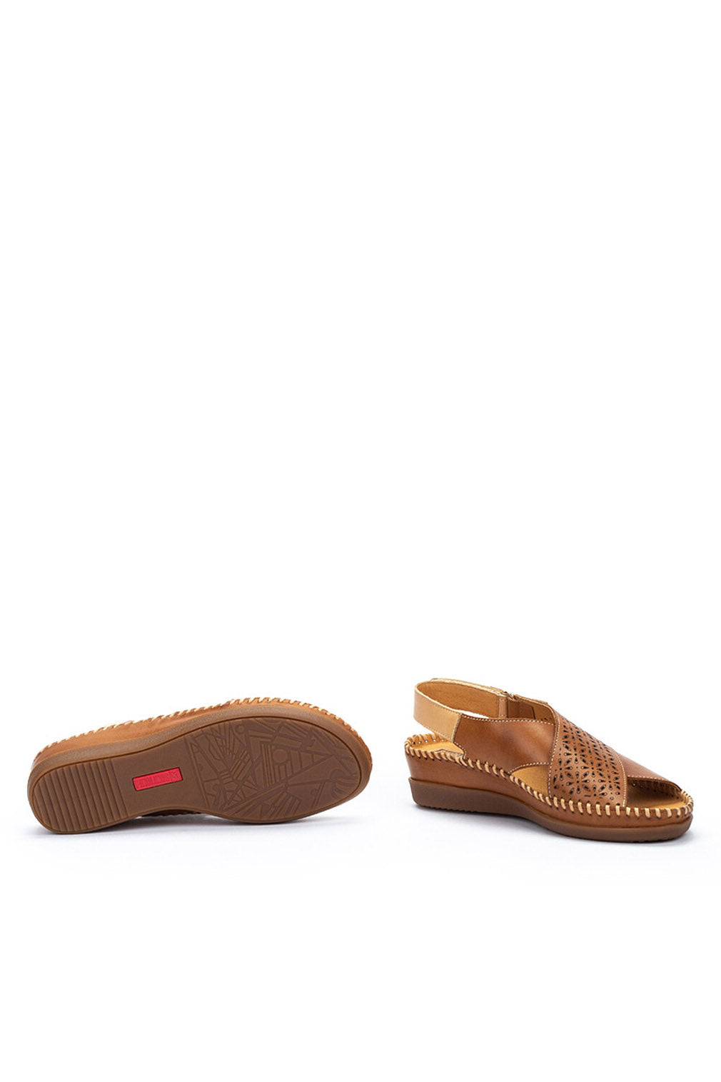 Pikolinos Cadaques Leather Peep-Toe Sandals - Brandy