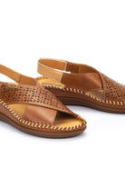 Pikolinos Cadaques Leather Peep-Toe Sandals - Brandy